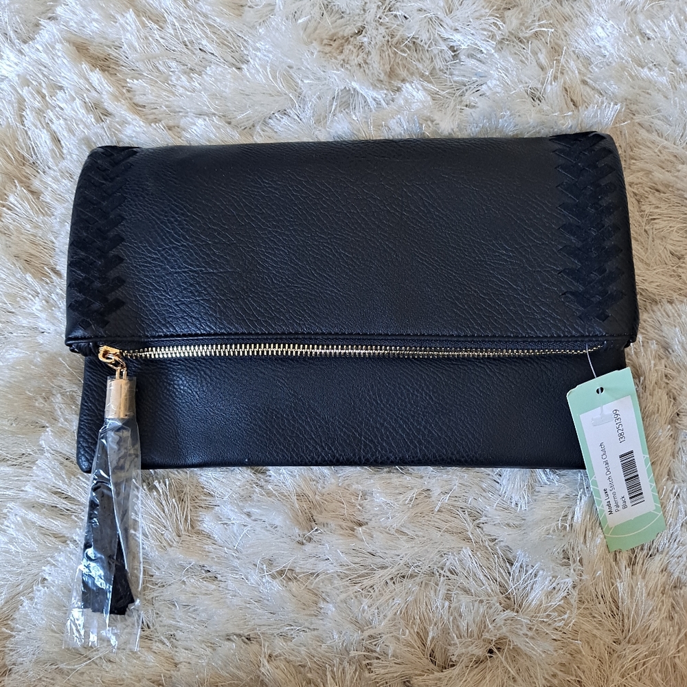 Moda Luxe Palermo Stitch Detail Leather Clutch